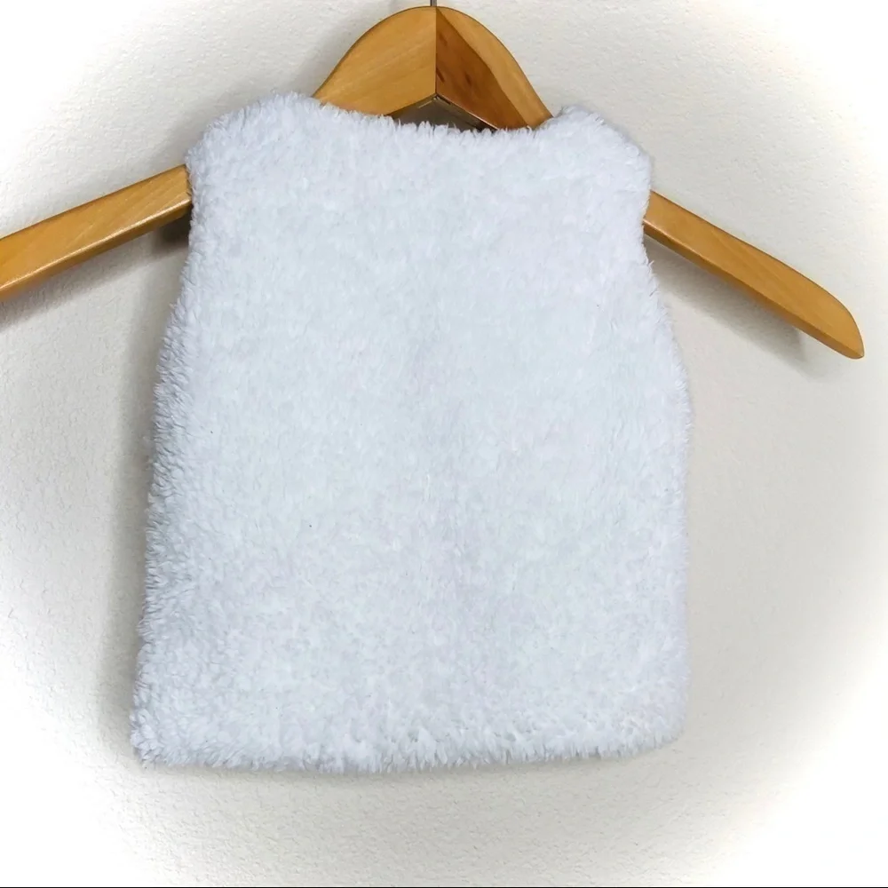 CARTER’S White with Pink Bow Faux Fur Vest